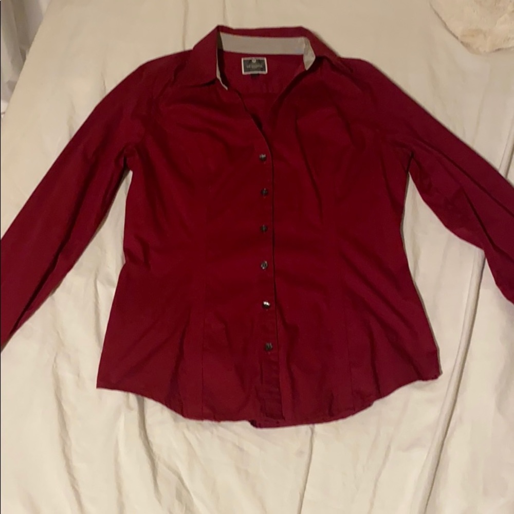 Dark red almost burgundy button up collared shirt